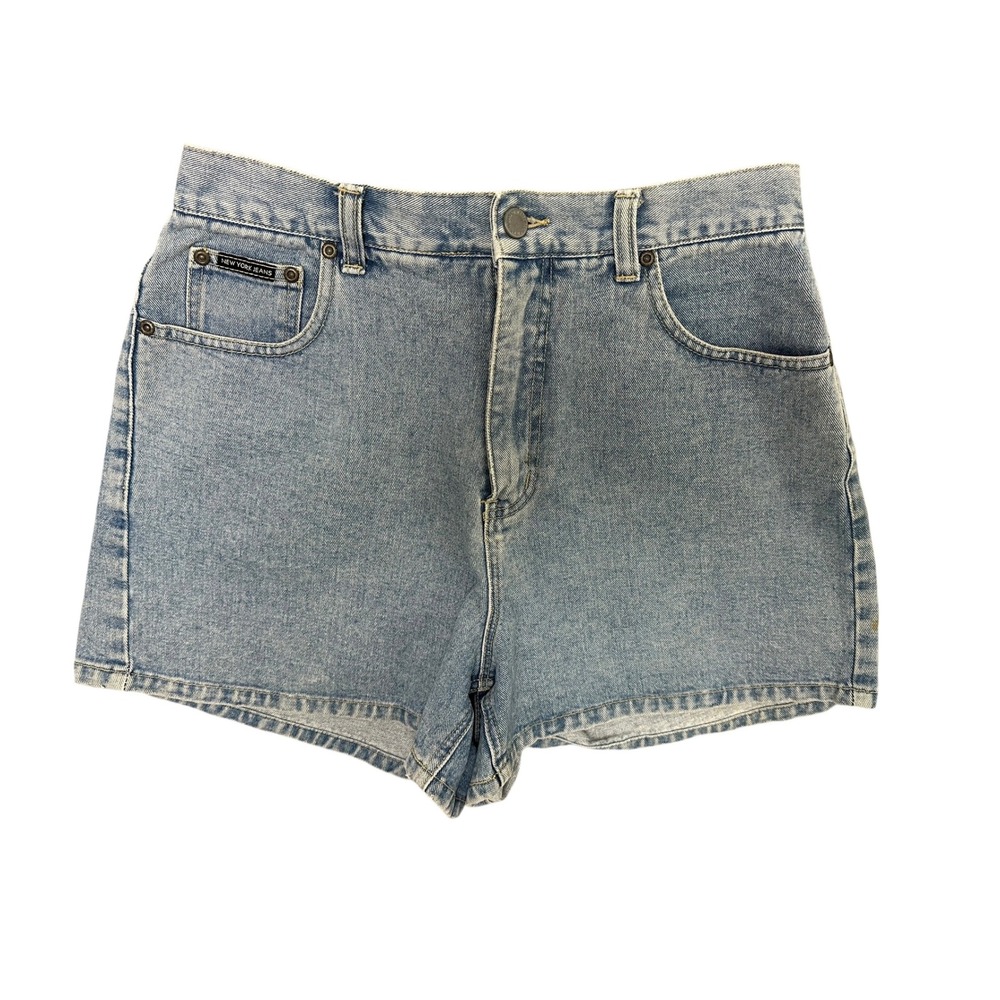 NY Jeans New York & Company Light Wash High Waisted Denim Shorts Size 10 Cotton